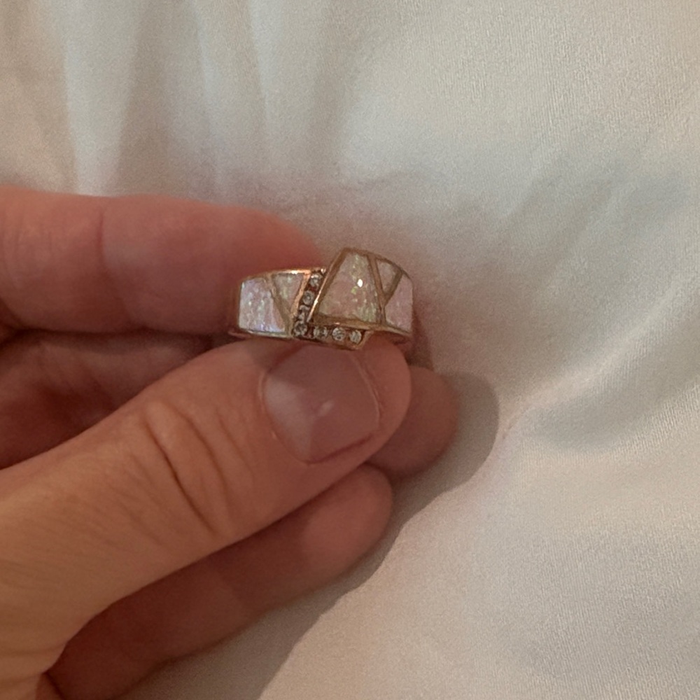 Sterling silver, gold plated, opal ring